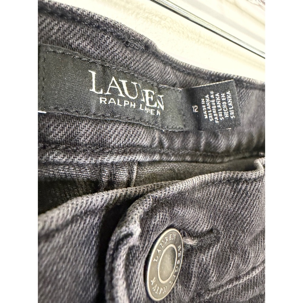 Lauren Ralph Lauren Black Womens Jeans 12 Straight‎ Grunge Denim High Rise Edgy - Picture 5 of 14